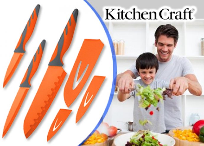 Kitchen Craft 3 részes színes kés szett, rozsdamentes acél pengékkel és