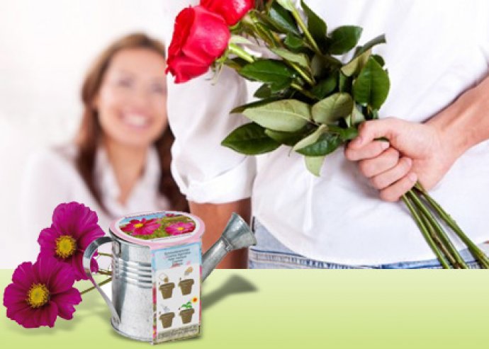 Ötletes ajándék! Virágos kanna, virágmaggal, hogy egész évben virágozzon a szerelmetek!