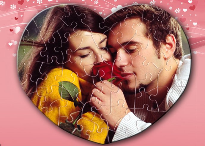Ötletes és egyedi, 50 darabos szív alakú puzzle, saját fényképpel, A4-es méretben!