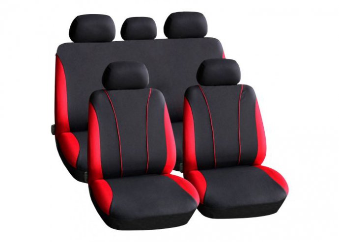 Autós üléshuzat szett - piros / fekete - 9 db-os - HSA002