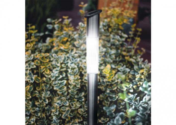 LED-es szolár oszlop lámpa - hidegfehér - fém - 70 x 5 cm