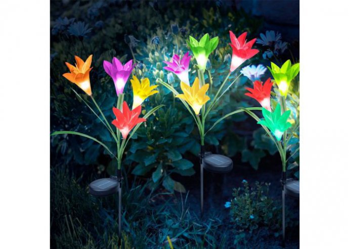 Leszúrható szolár virág - RGB LED - 75 cm - 2 db / csomag