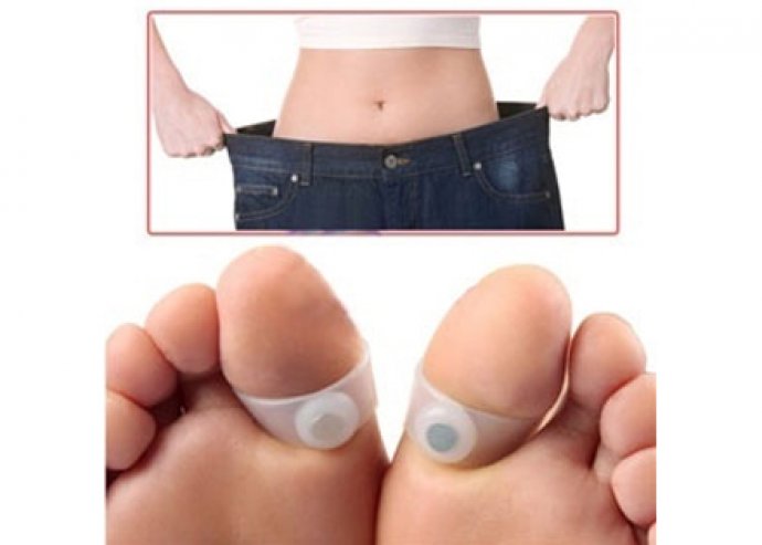 Szilikon akupunktúrás fogyasztó lábujjgyűrű, mágnessel, viselése kényelmes, nem feltűnő, egész nap viselhető
